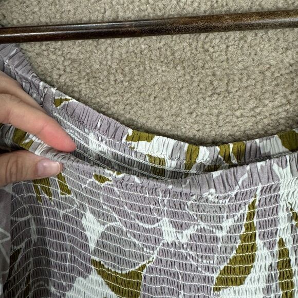 Free People Louise Mini Dress Size Small Purple Floral Smocked Off The Shoulder - Picture 11 of 12